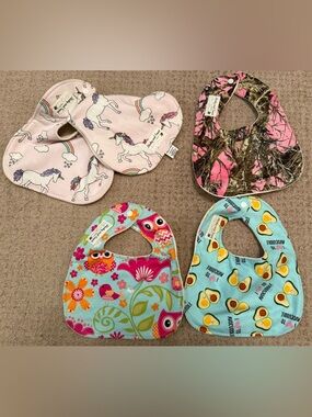 Minky and Sweet Baby Bibs Lot of 4 Handmade Absorbent Cotton Minky 1 burp cloth